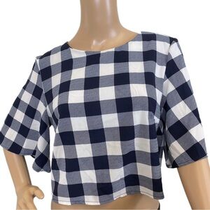 Girls On Film - Blue & White Squares Midriff Shirt size 8